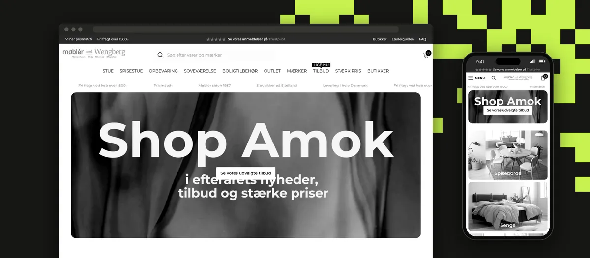 Webshoppen wengberg.dk på computer og mobil
